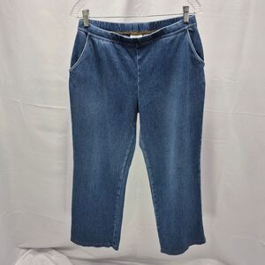 L.L. Bean Women's Pull On Elastic Waist Jeans - Blue Denim Size M.